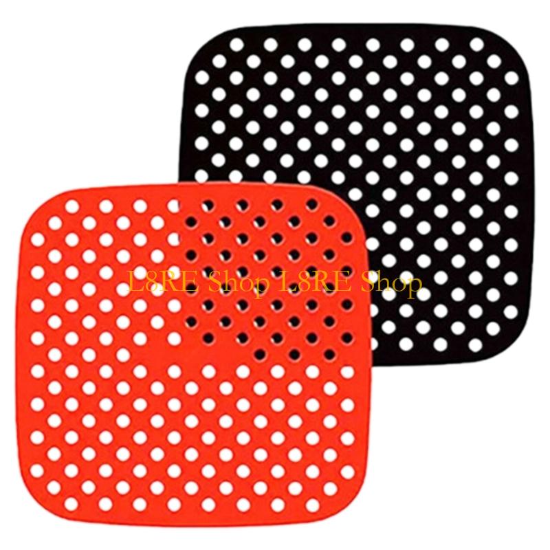 L8RE 2Pcs Reusable Silicone Air Frying Machine Liner Mat Nonstick Steamer Pad Baking Inner