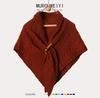 Women S Knitted Triangular Scarf With Buckle Dual Use As Shawl And Neck Warmer