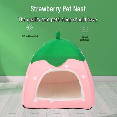 Strawberry Pet Bed: Four-Season Indoor Bed for Cats and Small Dogs