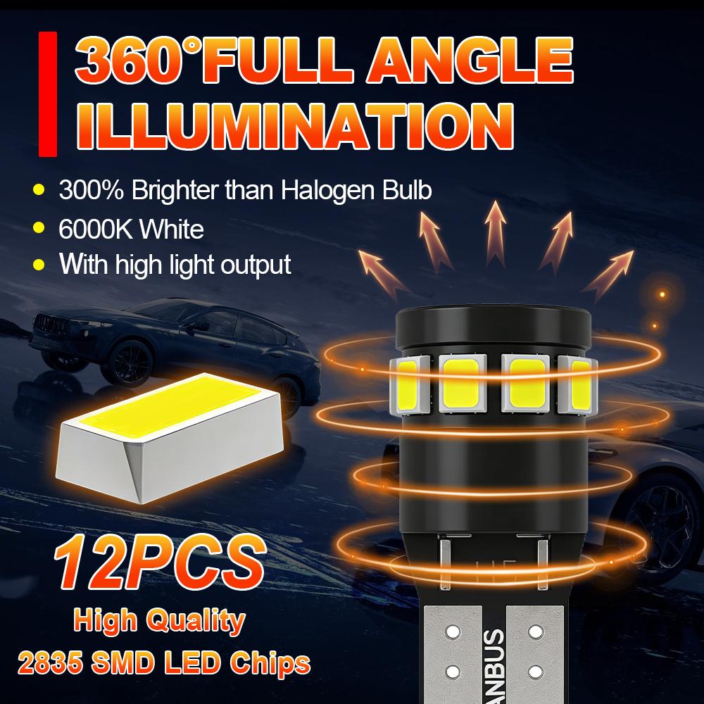 LED T10 6000K W5W 194 LED Driving SL Advance 6000K White Car Reading Bulbs Door Lamps Interior Light DC12V