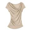 Korean Style Lyocell Tencel Wool Asymmetrical Shoulder Short Sleeve T-Shirt Summer 2026 Temperament Top