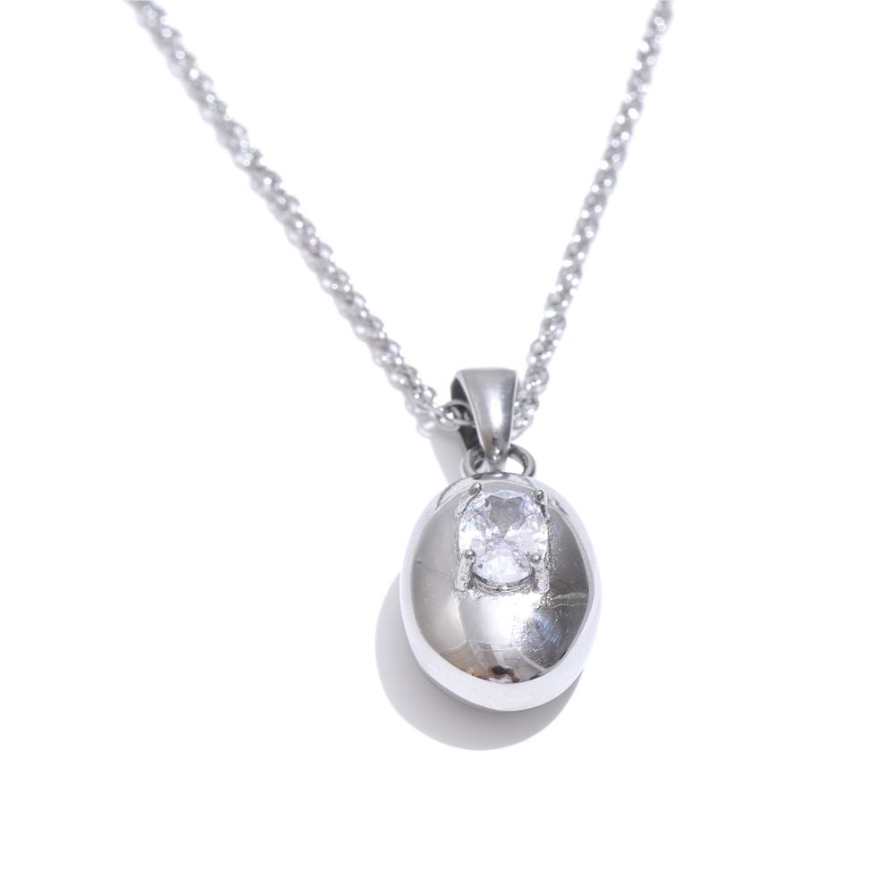

Yhpup Stainless Steel Cubic Zirconia Solid Metal Oval Pendant Necklace Tarnish Resistant Popular Jewelry Gift