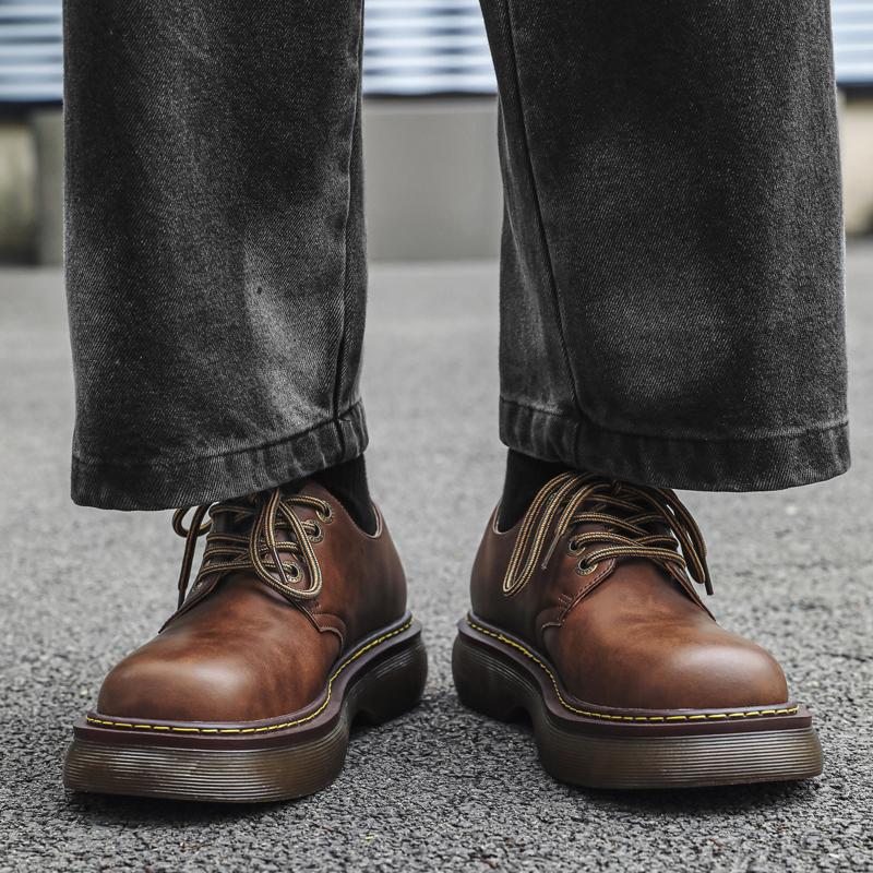 FashionMan Japan Harajuku Korean Office Fashion Business Wedding Leather Shoe Men Black Platform Streetwear Vintage Casual Cargo Shoes