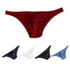 Men Briefs Ice Silk Thin Stripe Solid Color U Convex Inside Wearing Sexy Quick Dry Thong Panties Underpants for Sleeping