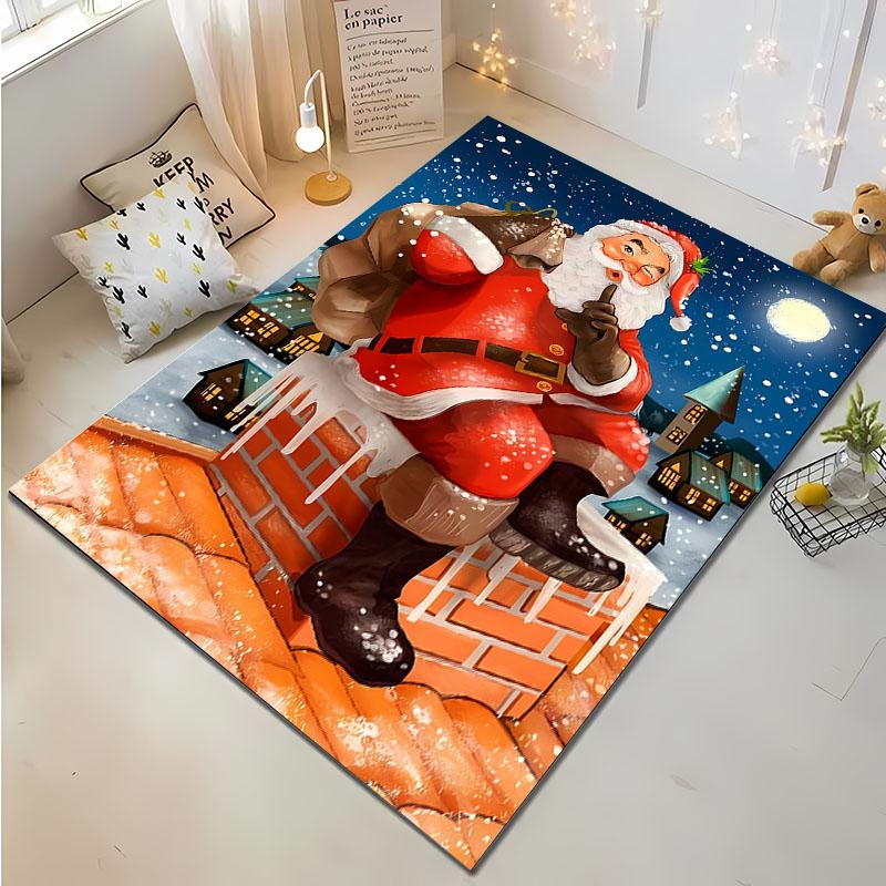 Funny Santa Claus Merry Christmas Carpet for Home Living Room Kid's Bedroom Sofa Doormat Kitchen Floor Rugs Anti-slip Decor Gift