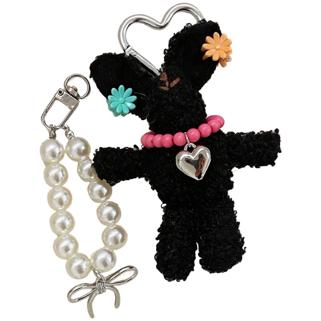 Elegant Handmade Plush Rabbit Keychain Cartoon Animal Key Ring Decoration for Bag Key Phone Accessories