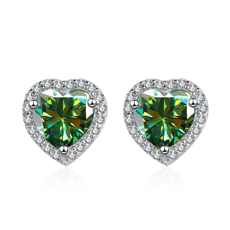 Bague Ringen D Farbe Herzschliff 0,5 Oder 1 Oder 2 Karat Moissanit Ohrring S925 Sterlingsilber Pt950 Platinplattierte Ohrringe für Damen Schmuck