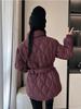 Women’s Short Quilted Windproof Winter Jacket With Belt