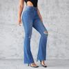 Broken Hole Pant Micro-laundry Women's Jeans Slim and Thin High-waisted Elastic Trousers