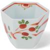 Takumifu Arita Ware 7cm Side Plate with Old Red Design, Hexagonal, Gui Sake Cup, Made In Japan