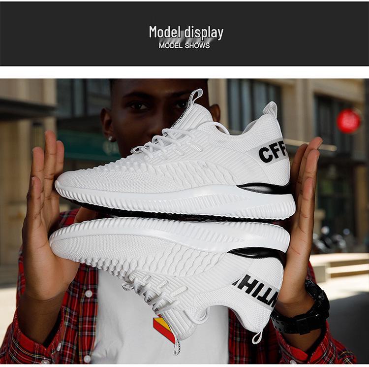 9017 Men's Height-Boosting Low-Top Running Shoes, Flyknit Mesh, Thick Sole, Casual Spring/Summer Jogging Sneakers