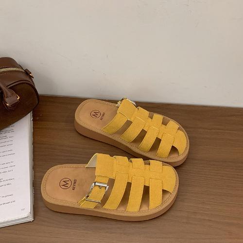 Fashion Women's retro soft soled hollowed out thick soled sandals for summer lazy outdoor lightweight casual slippers