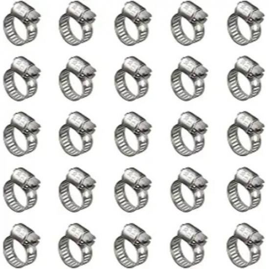 25 Pack Stainless Steel Hose Clamps, 1/2 inch to 3/4 inch Worm Gear Metal Hos