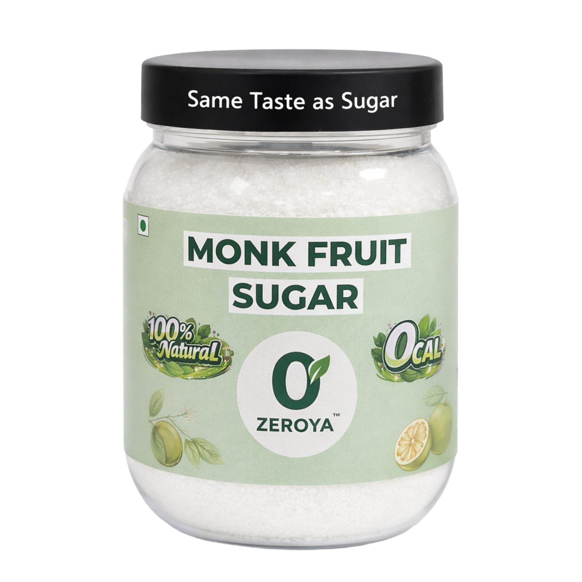 Zeroya Monkfruit Sweetener 200g | 100% Natural - 0 Calorie Sugar Substitute | Keto Friendly Monk Fruit Sweetner | Same Taste as Sugar for Tea, Coff