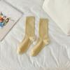Female Summer Thin Simple Pure Color All Build Vertical Bar Wicking High Tube Cotton Socks