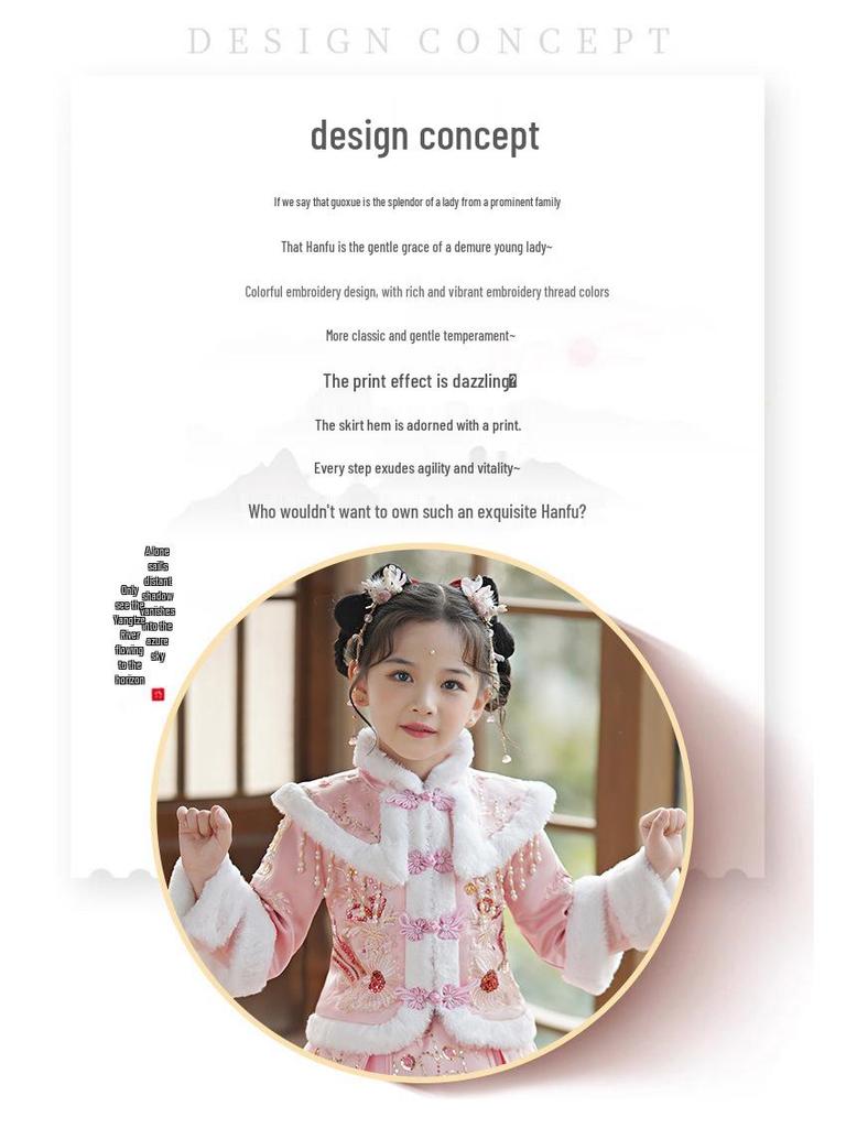 Vinter-Hanfu-klänning för flickor - Liten festlig outfit i kinesisk stil