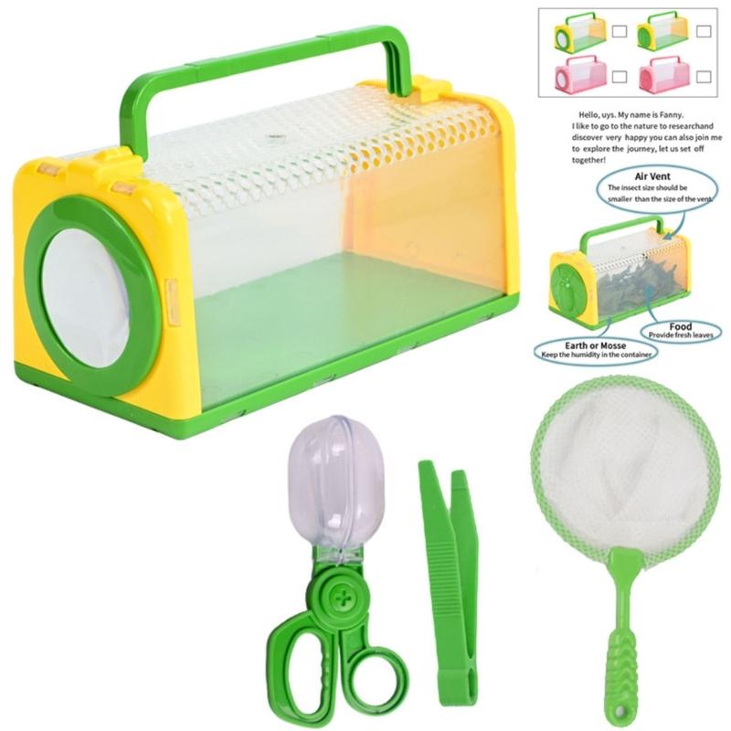 Educational Insect Exploration Kits with Catcher Net and Tweezers for Kids Science Nature Exploring Outdoor Activity Toy