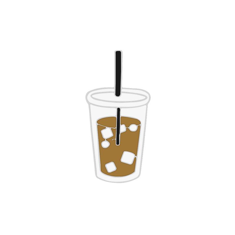 Módní kávové brože Šálek Iced Americano Malé smaltované odznáčky Roztomilý zakázkový kovový odznak Šperky Klopa Džínová batohová spona Ikona Dárky