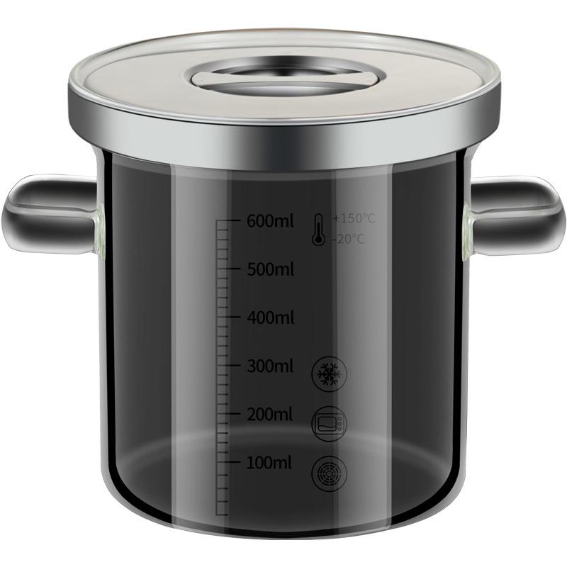 Transparent Heat-resistant Glass Pan Binaural Soup Pot Household Stew Pot Cooking Cookware Kitchen Accessories