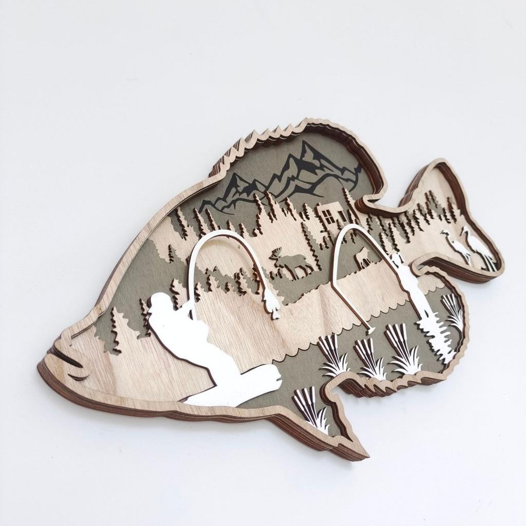 3D Wall Room Indoor Outdoor Decor Art Multi-Layered Wood Art - Widelife Nature Mountain Landscape for House Warming Birthday Christmas Gifts Display