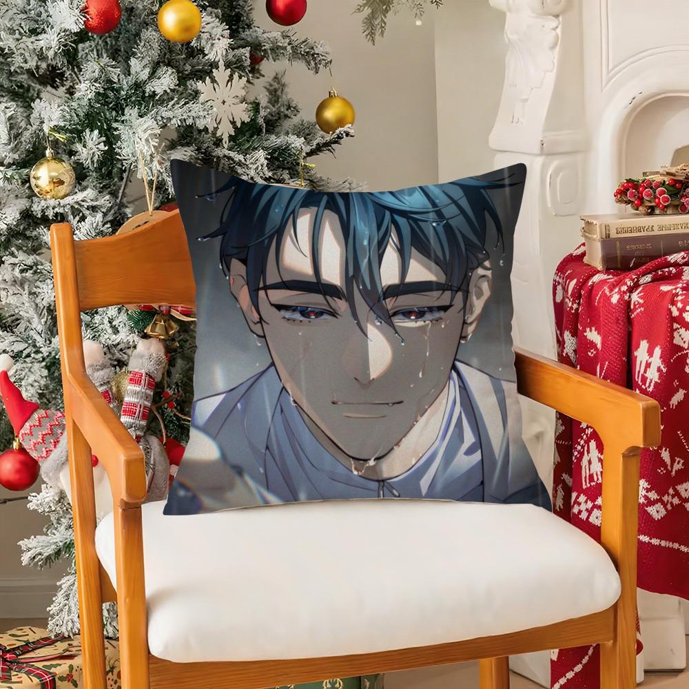 Handsome Boy AAlien Stage Comic Pillow Case Silky Short Plush With Invisible Zipper Dustproof Sofa Cushion Cover