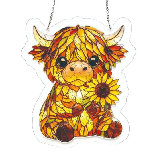 Suncatcher Stained Glass Puzzle Acrylic Pendant Light Refraction Window Hanging Jigsaw for Home Decor