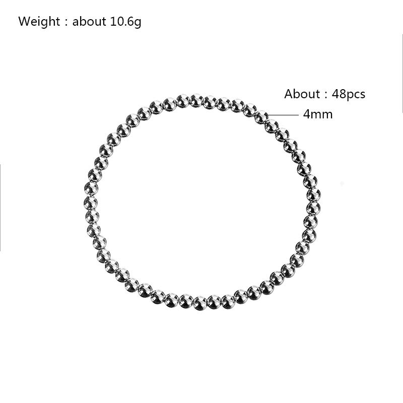 Fashion Jewelry Non Fading Waterproof Metal Ball Multiple Models Quality Smooth Solid Beads Elastic Stainless Steel Bracelets