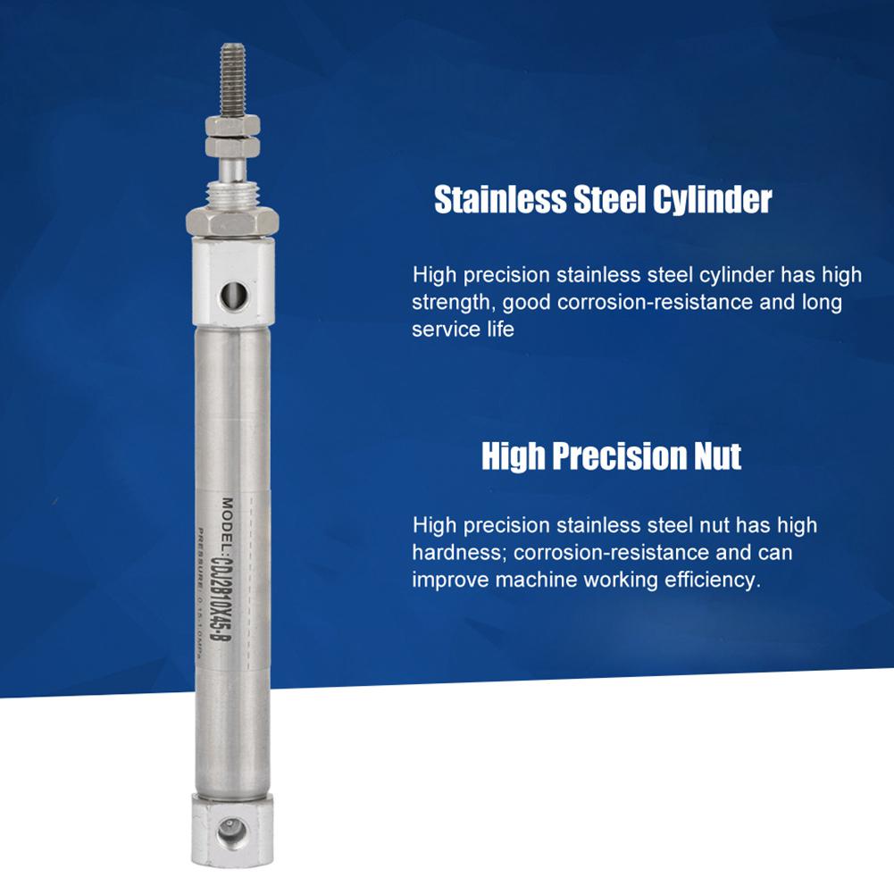 CDJ2B10, 45B Cylinder, Stainless Steel, Double Effect Pneumatic Cylinder with 10mm Diameter, 45mm Stroke, Life, Quieter