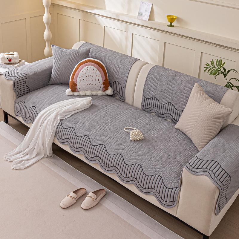 Cream Wind Sofa Cushion Universal In All Seasons  New Pure Cotton Summer Seat Cushion Sub-Cover Cloth Towel Fixed Non-Slip Cover