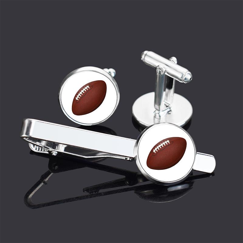 Men's Basketball & Football Cufflink Tie Clip Set - Perfect Valentine's or Father's Day Gift