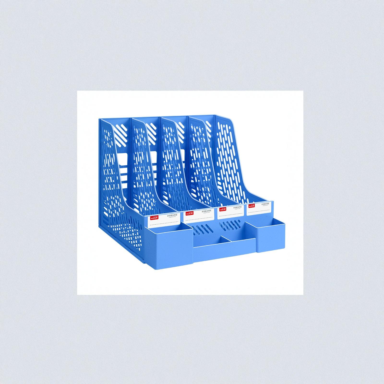 Huajie Desktop File Organizer Thickened Document Rack Book Shelf for & School one size синий