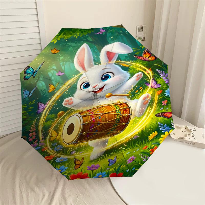 

1PC Bunny Drummer Umbrella-8-Rib Reinforced, Automatic Open, Lightweight & Durable, Fashion Accessory for Outdoor, J0391