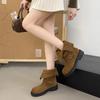 Shoes for Women 2025 New Autumn Retro Half Boots Advanced Sense Casual Concise Square Heel Round Toe Solid Women's Boots