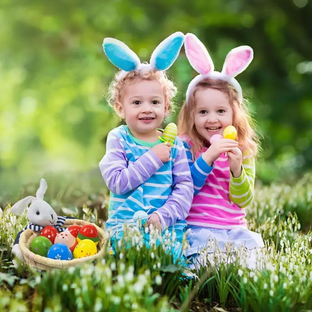 Handwoven Woven Basket Straw Easter Rabbit Decoration Easter Bunny Storage Basket Sundries