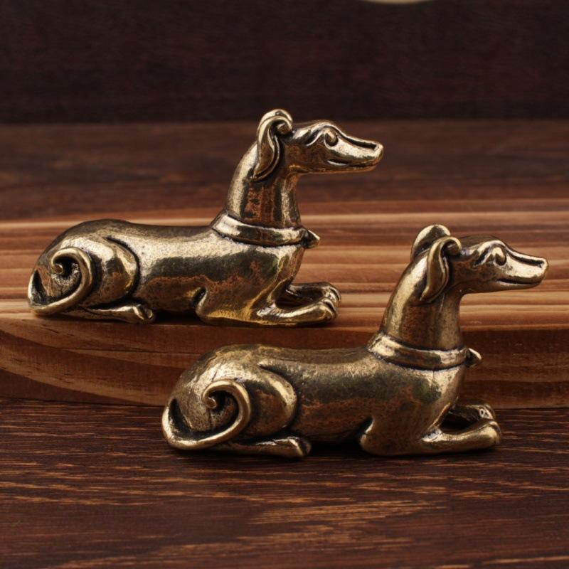 Cross-Border Small Wealth Tea Pet Brass Big Dog Ornament Chinese Style Craft Copperware Twelve Zodiac