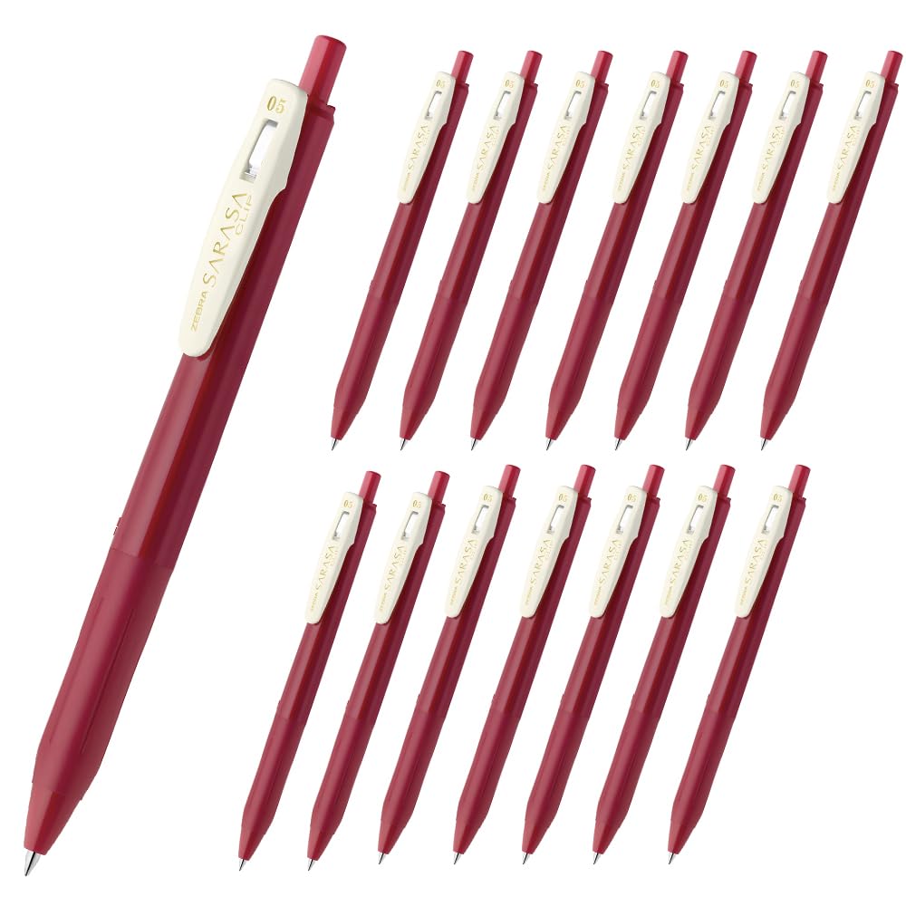 

Шариковая гелевая ручка Zebra Sarasa Clip Vintage Color Cassis Black Набор из 15 штук 0,5 мм JJ15-VCB-15AZ