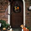 Halloween Haunted House Welcome Sign with Creepy Ghosts and Jack-o -Lanterns for Front Door Porch Decoration