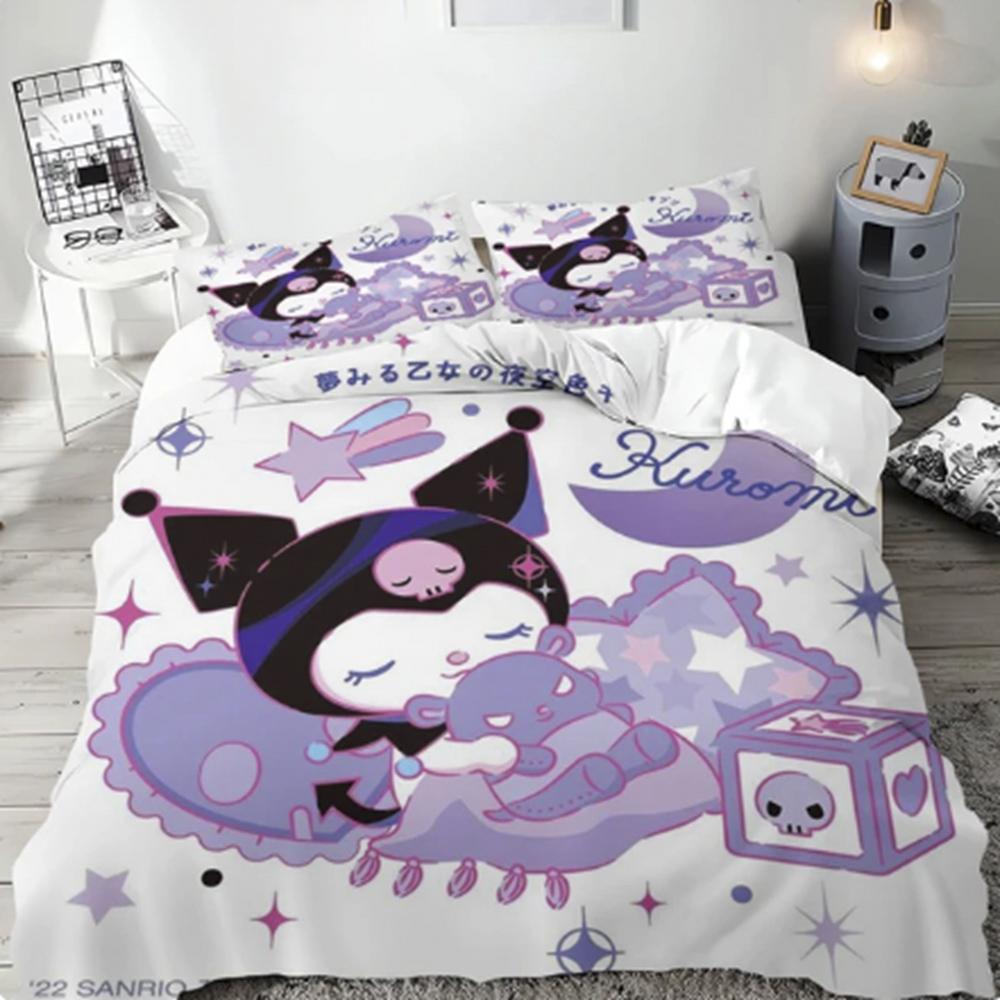 Kuromi Quilt Cover Cartoon Cute Sanrio Duvet Printed Comforter Polyester Bedding Twin Size Children Gift Various Sizes