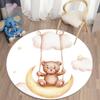 Cartoon Bear Balloon Round Carpet Kawaii Area Rugs Circle Carpets for Living Room Floor Mat Polyester Anti-Slip Mat for Children