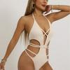 2024 Sexy Bikini Three-Piece Set: European and American Style, Solid Color, Special Fabric Swimwear.