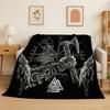 Viking Totem Nordic Rune Valhalla Vegvisir Odin Flannel Blanket Soft Throw Blanket for Bedroom Living Room Bed Travel Picnic Nap