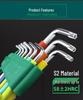 A Industrial S2 Alloy Steel 9-Piece Colored Torx Hex Key Set LA319103