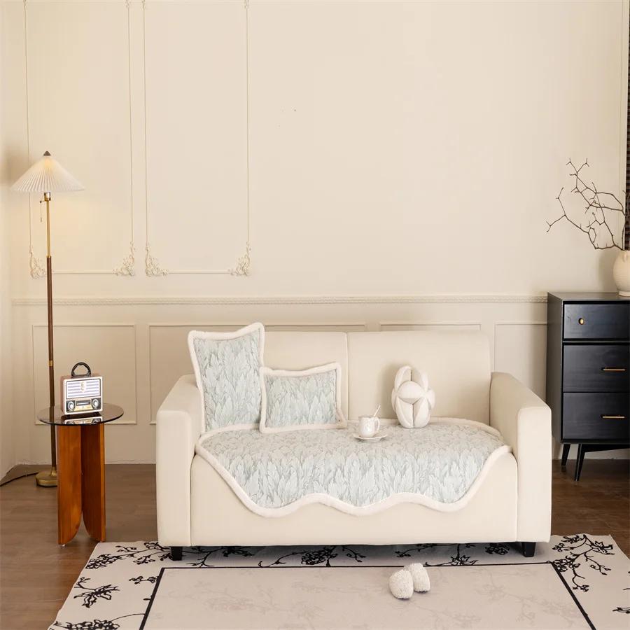 

Simple Chenille Jacquard Sofa Cushion Four Seasons Universal Non-Slip Dirty Resistant Sofa Cushion One-piece Light Luxury 70x70