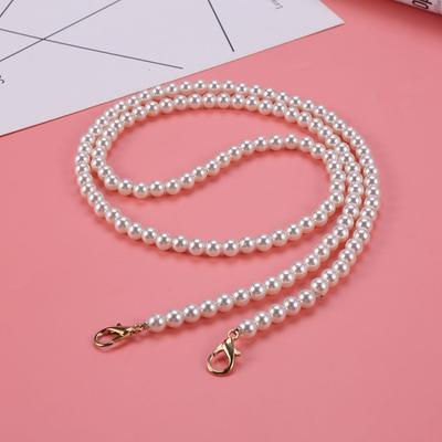 Women Long Replacement Bag Parts Pearl Bag Chain Purse Handle Pearl Bag Strap Beaded Tote Chain
