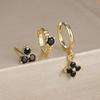 3PCS Fashion Gold Plated Chain Zircon Hanging Earrings Set for Women Stainless Steel Punk Flower Dangle Earring Piercing Jewelry