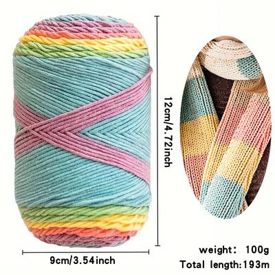 1 Stück, ca. 633 Fuß Farbverlauf-Regenbogen-Garn, verwendet für DIY-Stricken, warme Pullover, Geeignet für 3-4 mm Häkelnadeln