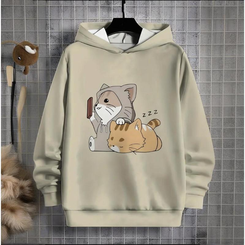 New In Hoodies &Sweatshirts For Mens Cat Print Clothing Autumn/Winter Kawaii 3d Animals Long Sleeves Women's Fashion Neutral Top