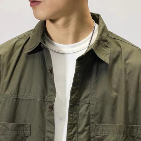 Men Shirt Turn-down Collar Hip Hop Buttons Cool Breathable Single-breasted Cardigan Solid Color Multi Pockets Summer Cargo Shirt Male Clothes