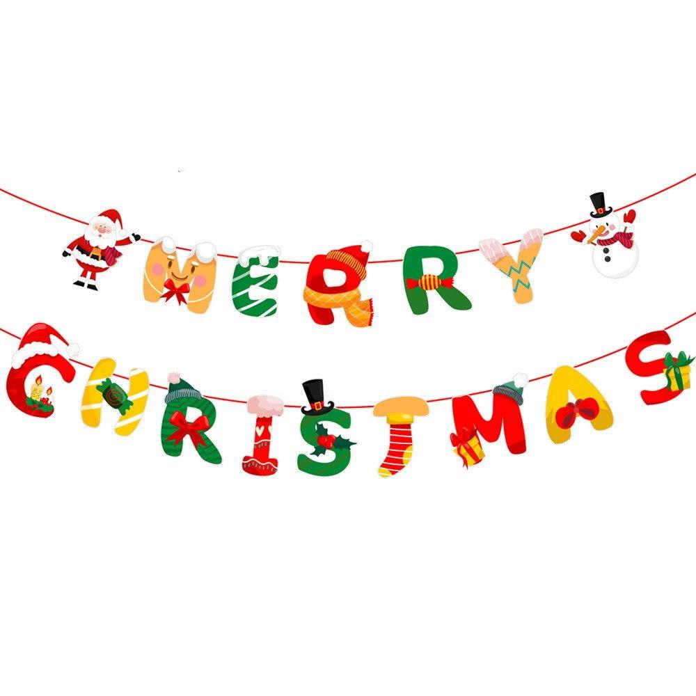 

Home Decorations Bunting Deer Garland Christmas Banners Santa Claus Paper Hanging Flags Snowman 02