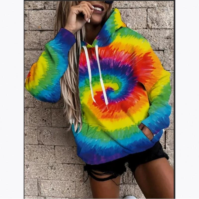 Womens Oversized Hooded Sweatshirt With Christmas Print 3D Digital Loose Fit Long Sleeve Casual Top